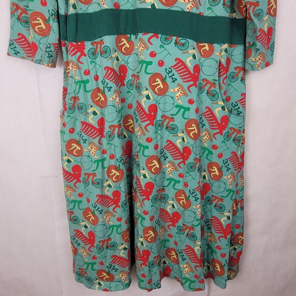 Svaha Pi print midi dress Size XL green novelty Math Teacher quirky playful - Picture 5 of 9